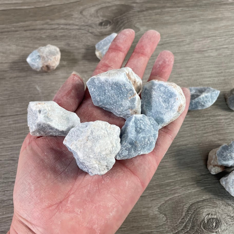 raw Angelite rough crystals for grid work