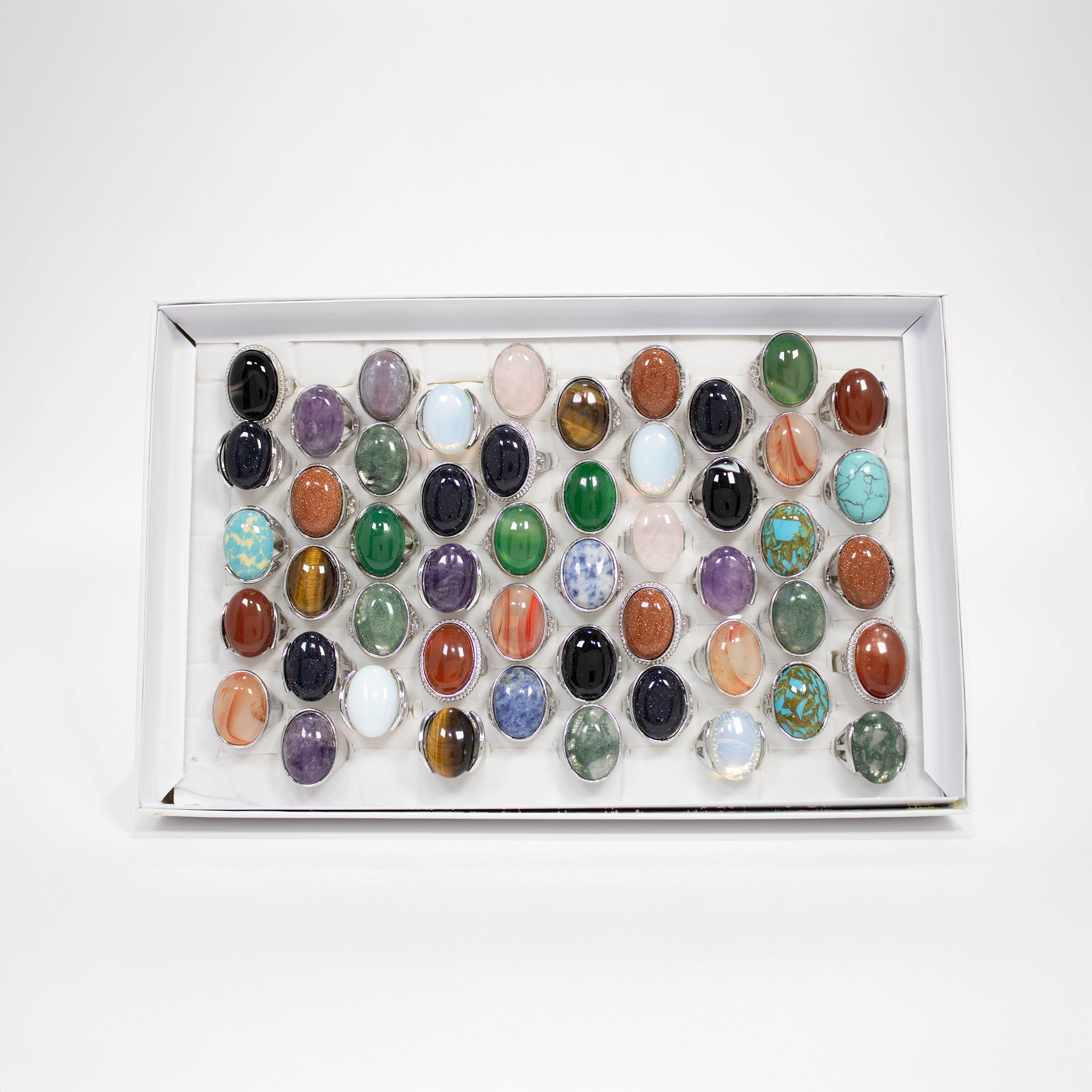 Gemstone Rings Assortment – 100 or 50 Mixed Stone Rings