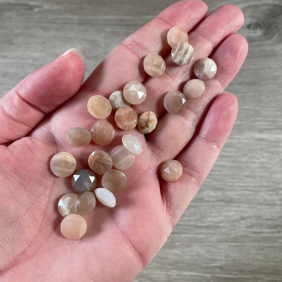 Moonstone Small round faceted crystals for boutique craft and jewelry supplies