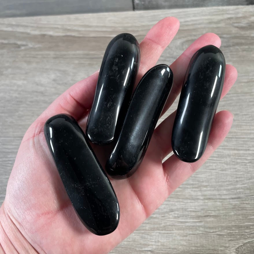 Obsidian medium massage wand polished black crystal tool for wholesale resale