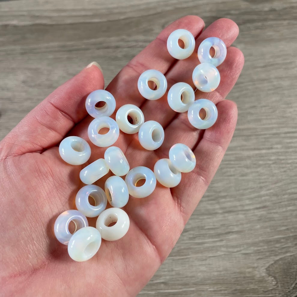 Opalite large hole round bead for cord jewelry elastic bracelets and necklaces