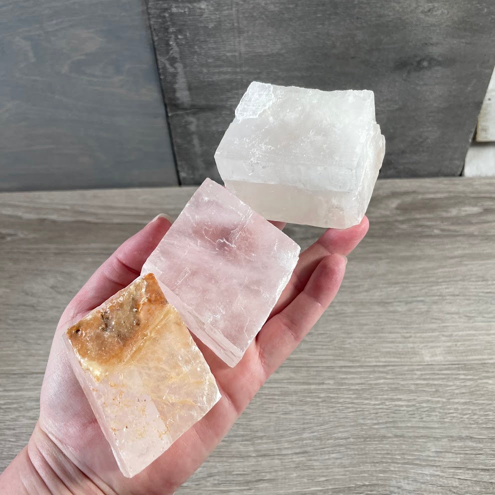 Bulk pink calcite stones for metaphysical and retail displays