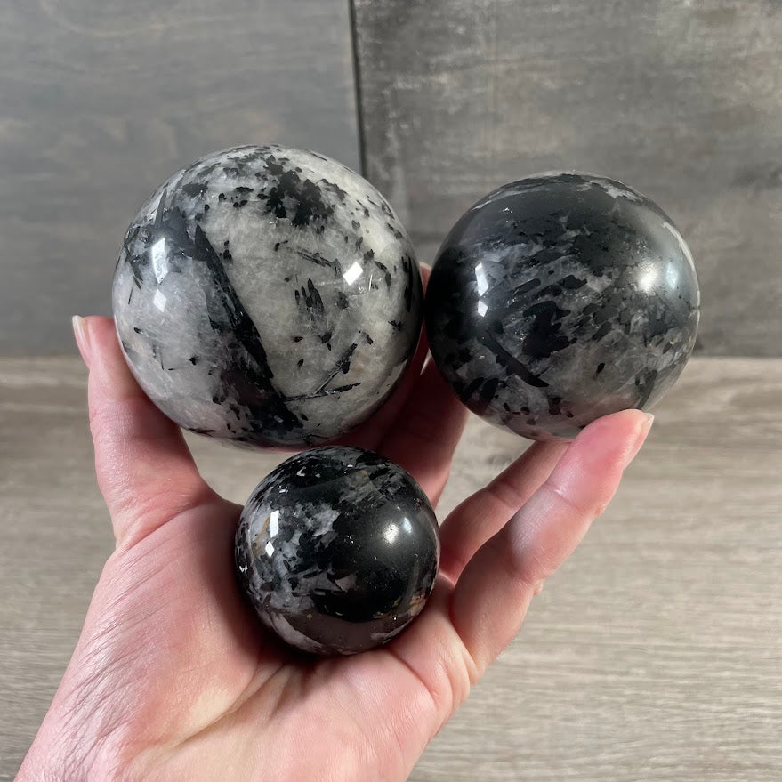 Wholesale tourmalinated quartz sphere for crystal stores and gift shops
