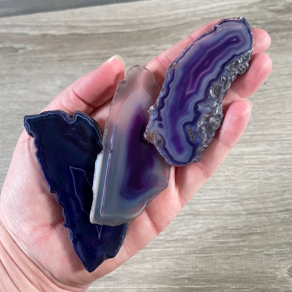 Medium Purple, Blue Agate Slice – Wholesale Polished Crystal Display