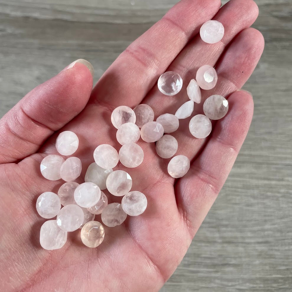 Rose Quartz small faceted crystals for handmade accessories and craft supplies