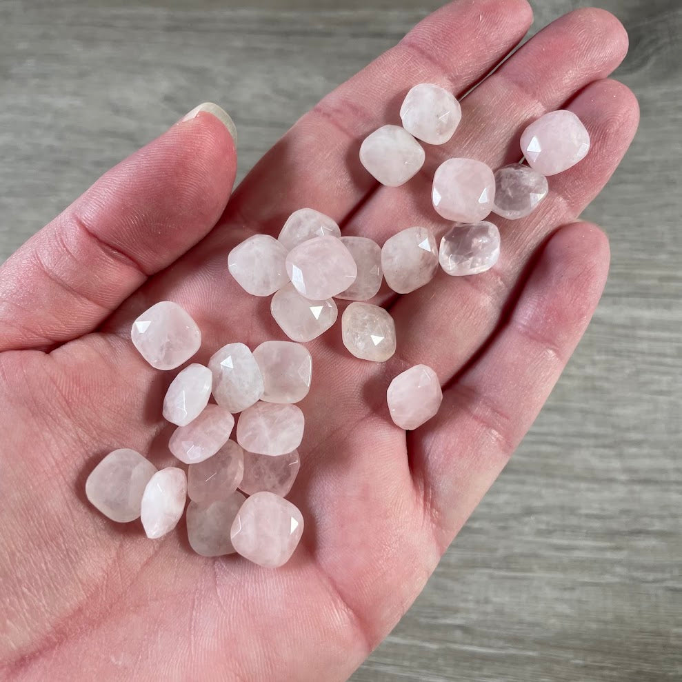 Rose Quartz small faceted cabochon stones for DIY jewelry making supplies