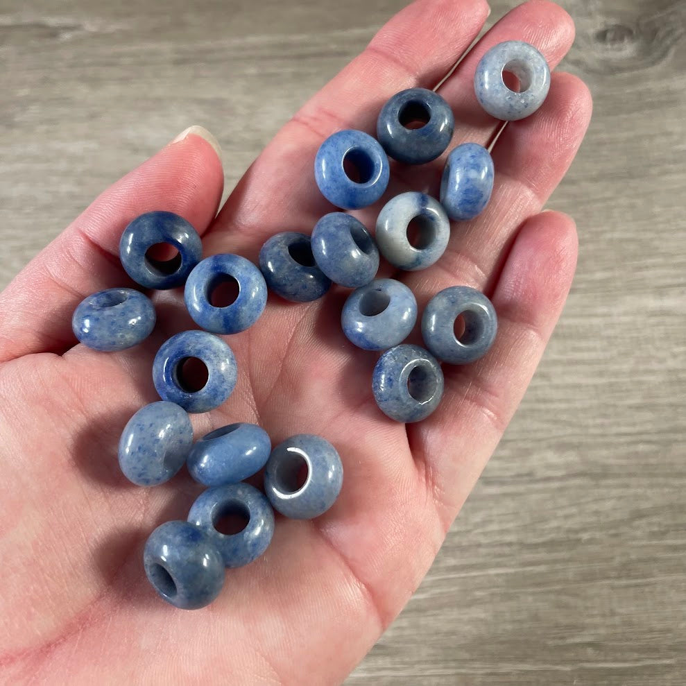 Blue quartz spacer beads with large hole