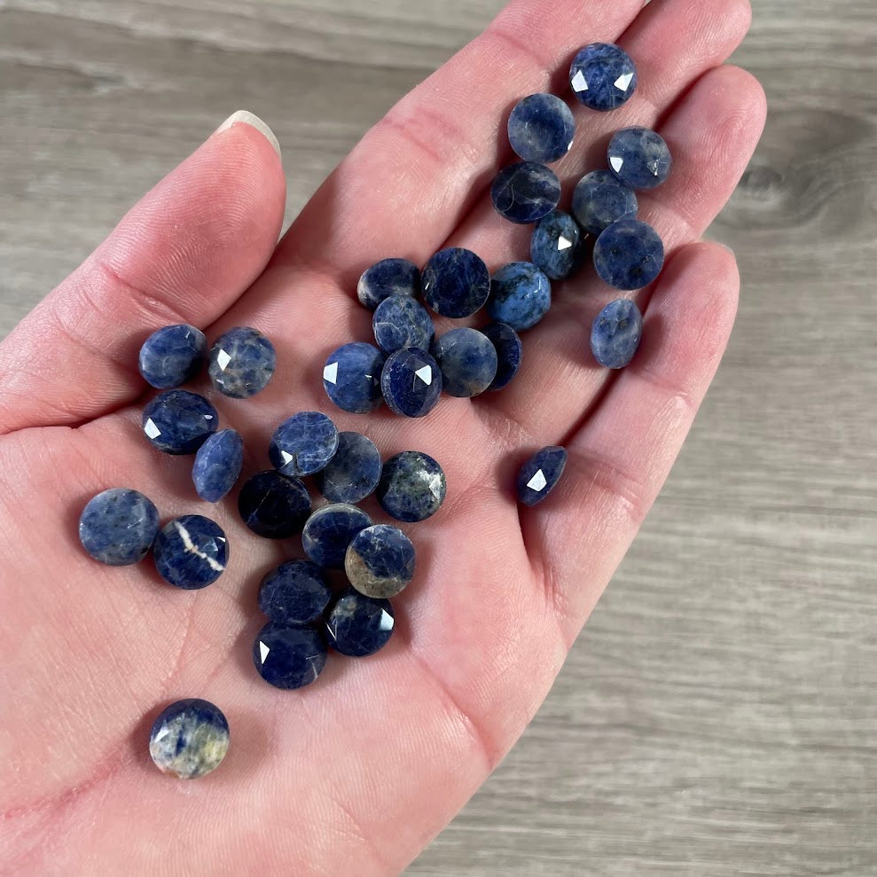 Sodalite Faceted round craft crystals for jewelry, resin art, and embellishments bulk orderd