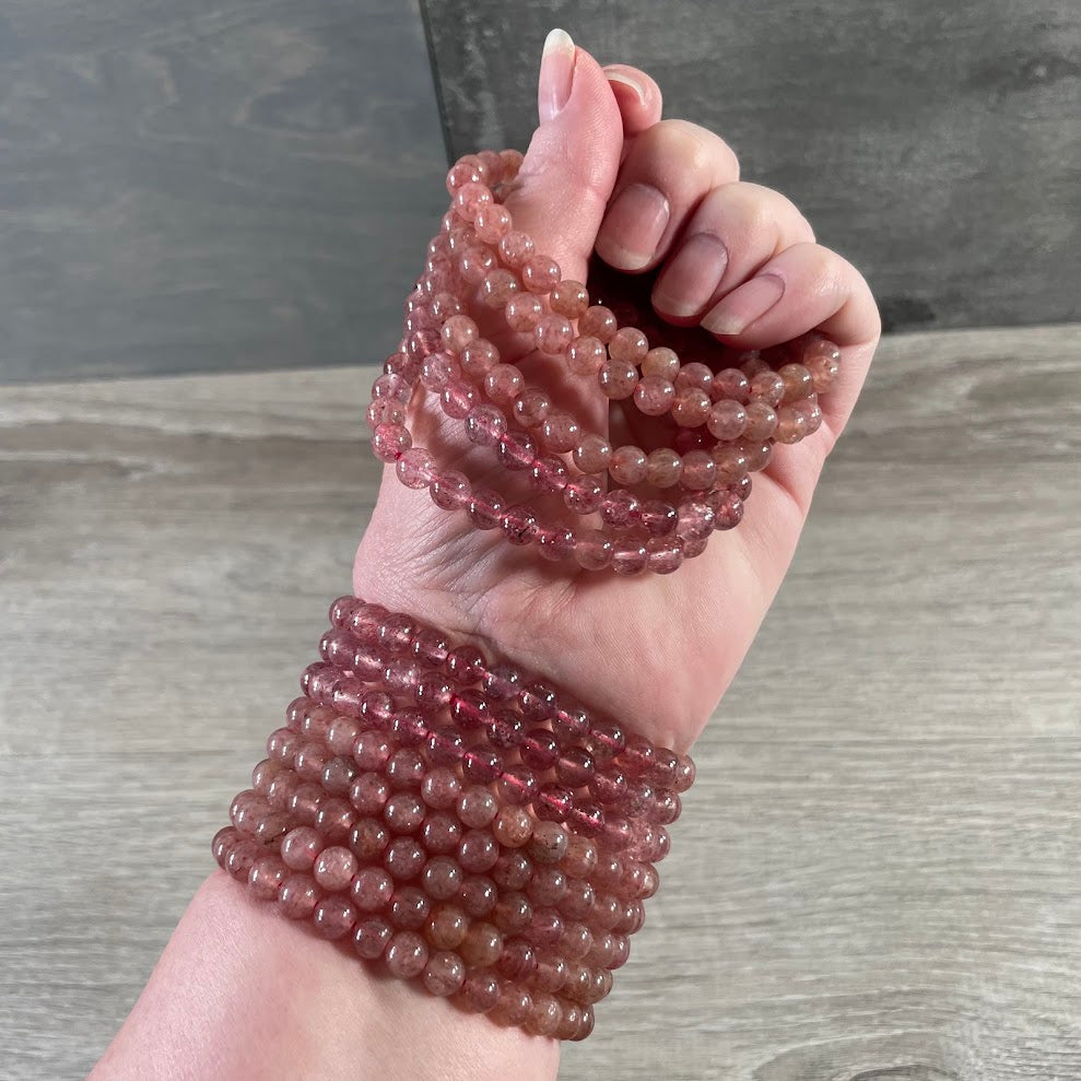 Strawberry quartz layering 6m bracelets for rock shop supply