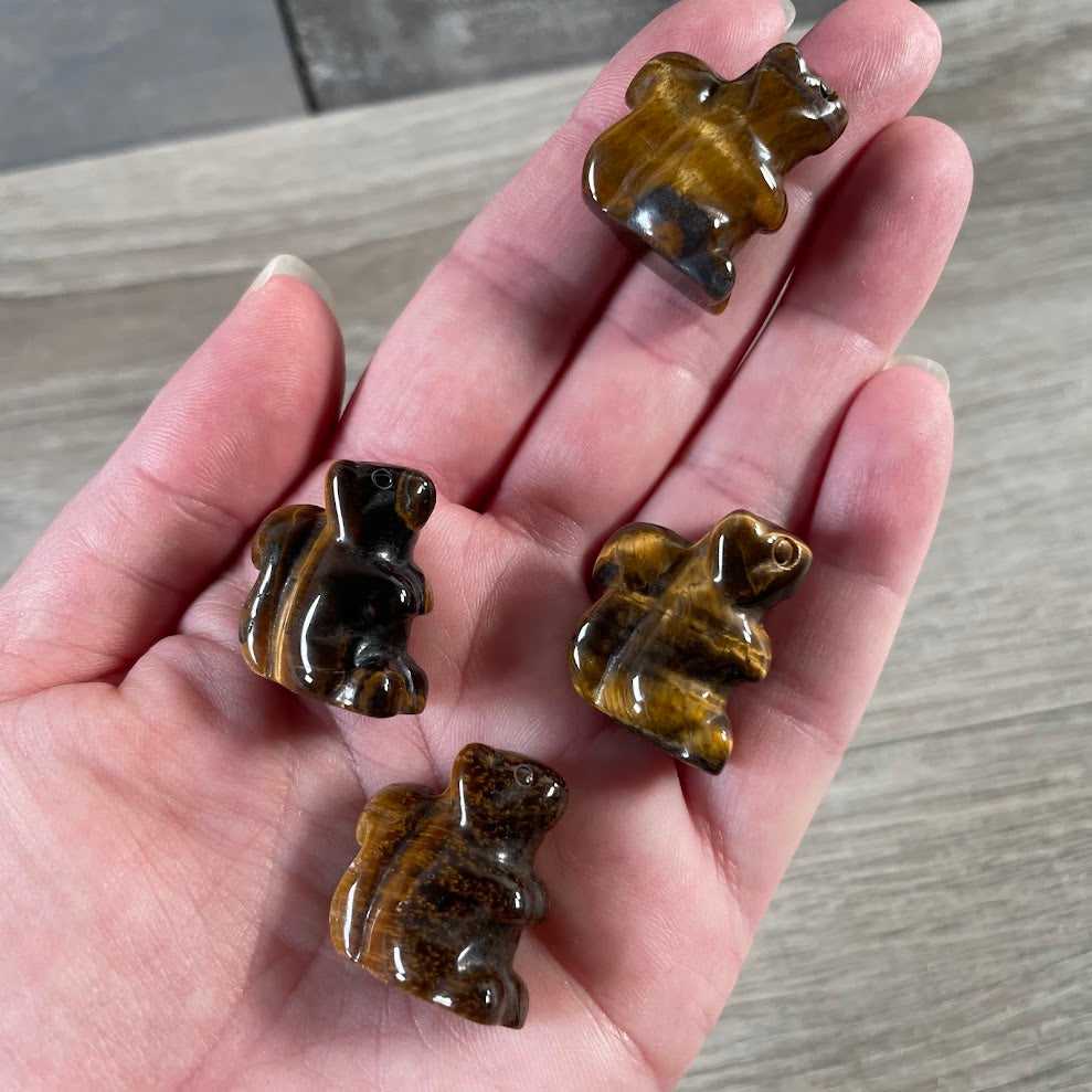 Tiger Eye small squirrel stone carvings for crystal displays and gift shops