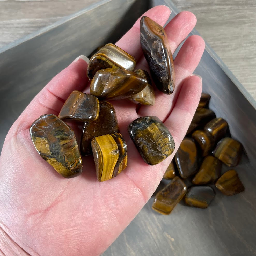 Tiger Eye tumbled stones 1 pound bulk lot for crystal shops
