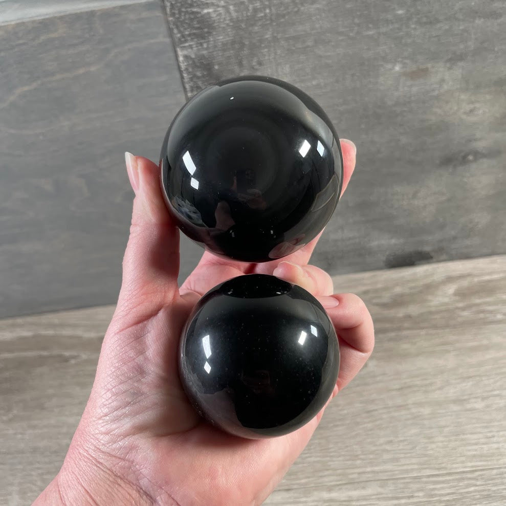 Tri-Flo Obsidian sphere polished black crystal ball for wholesale crystal shops