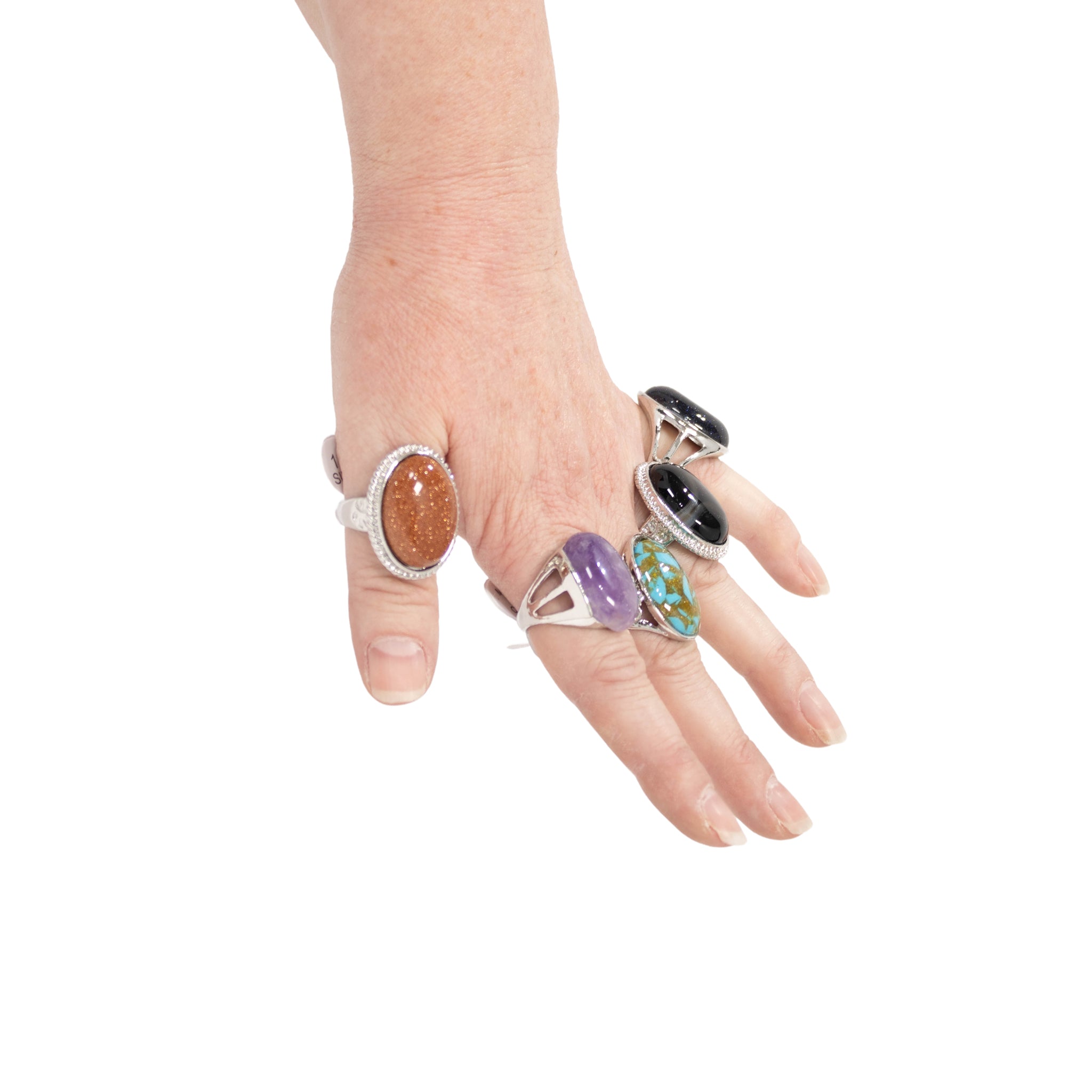 Gemstone Rings Assortment – 100 or 50 Mixed Stone Rings