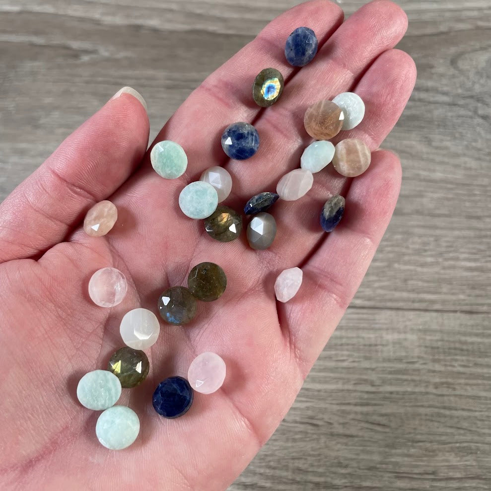 Assorted small faceted round flat back crystals for jewelry making and crafts