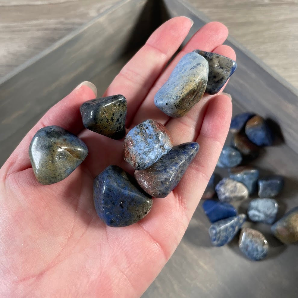 Bulk polished Dumortierite stones for crystal shop inventory