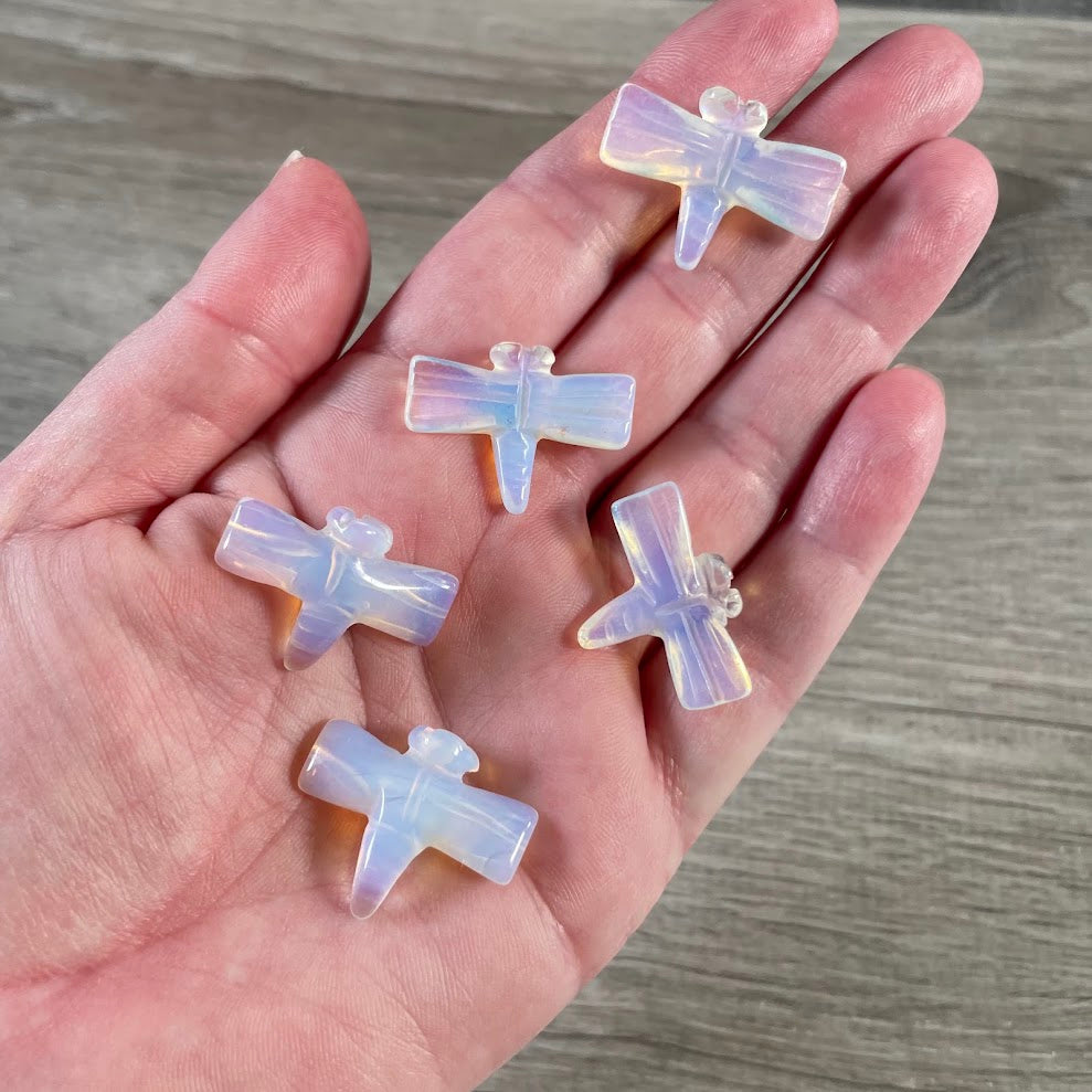 Opalite mini gemstone dragonfly animal carvings for metaphysical displays