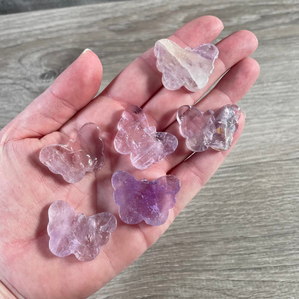 Flat amethyst butterfly crystal wholesale small polished gemstone figurine