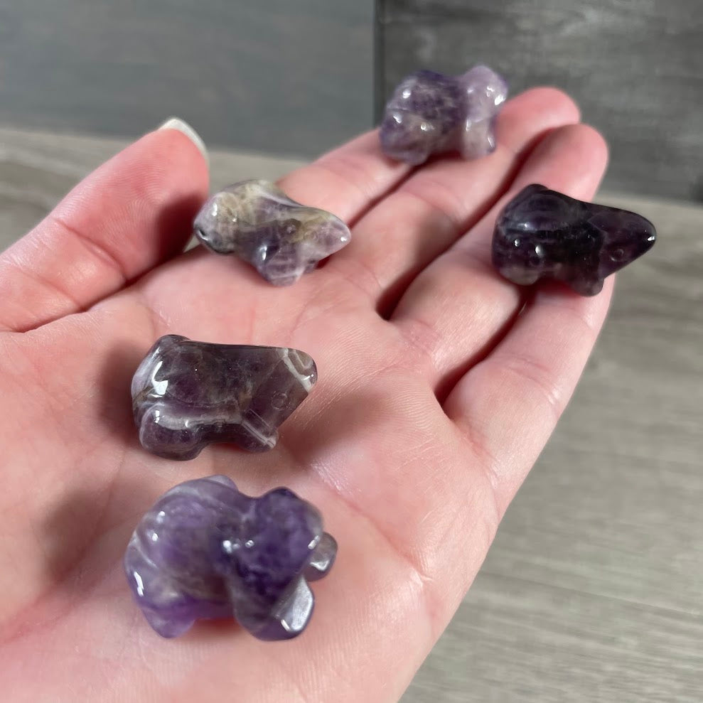 Amethyst Wholesale stone animal frog figurines for gift shops