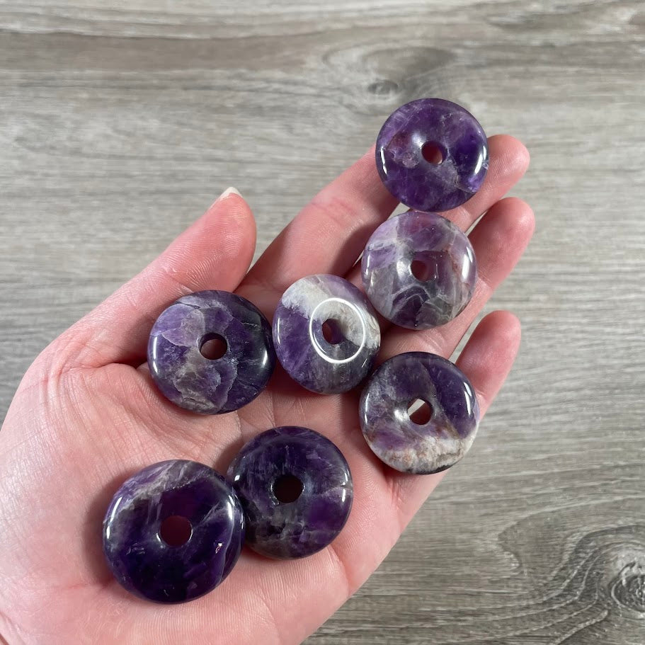 amethyst wholesale crystal jewelry making donut pendants with large hole