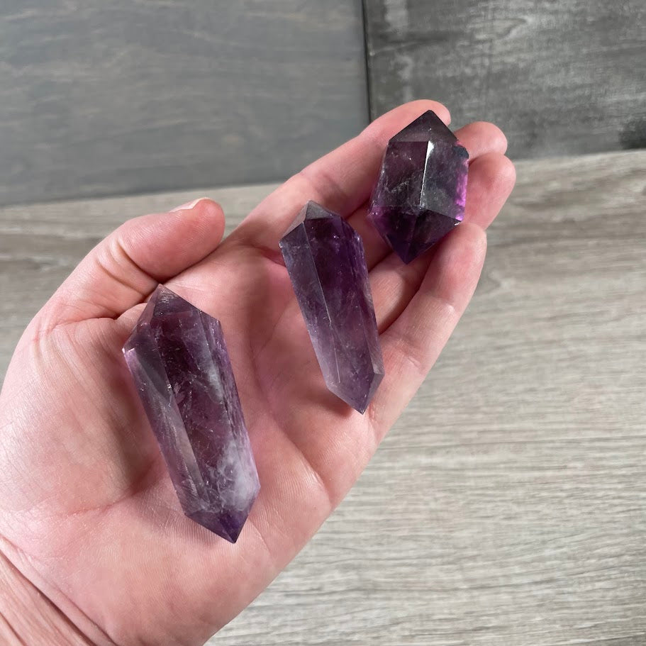 Amethyst Double terminated crystal wands faceted points for energy work