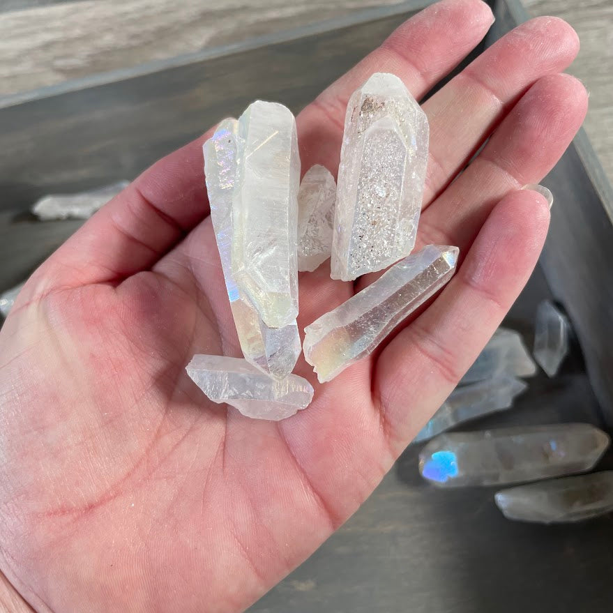 Wholesale aura quartz crystal points bulk raw stones for crystal shop inventory