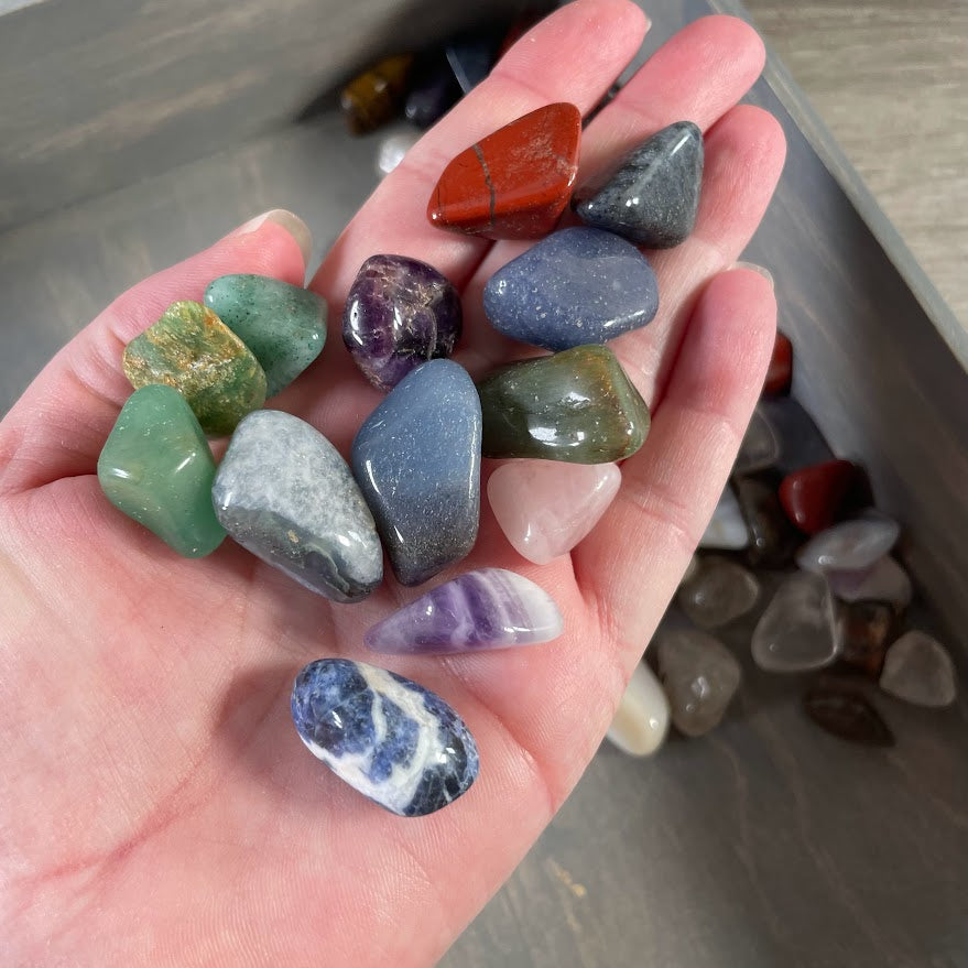 One pound lot of mixed tumbled gemstones for retail displays