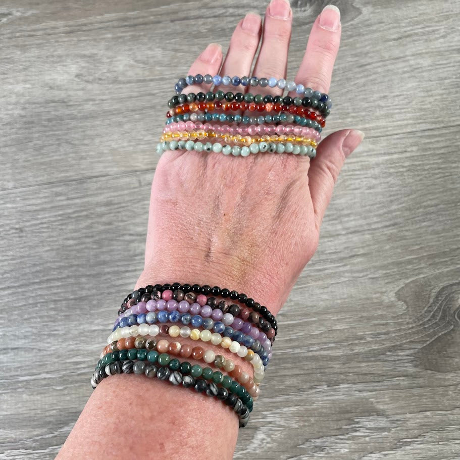 assorted 4mm gemstone bead bracelet with polished crystal beads wholesale gemstone jewelry