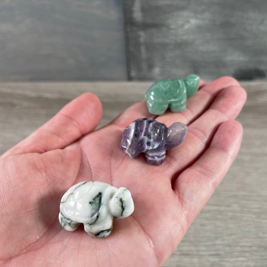 gemstone turtle carvings small size assorted crystals