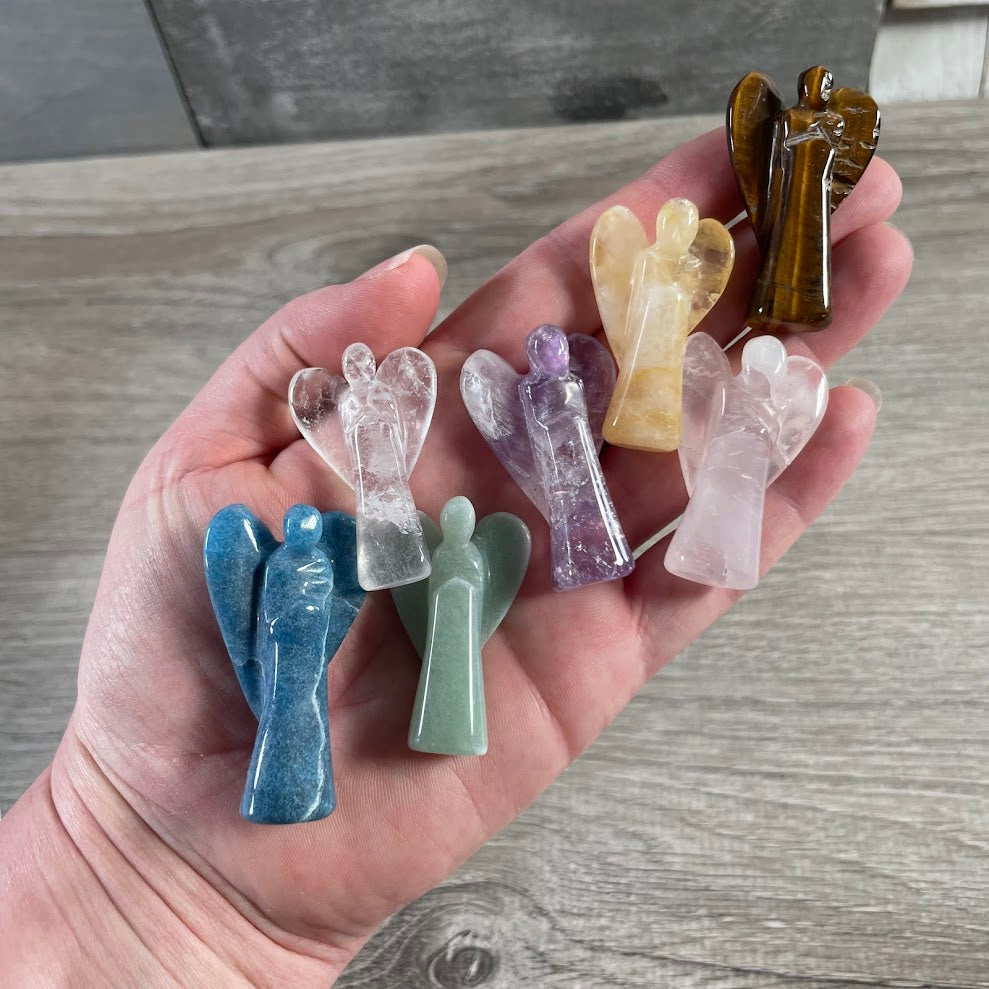 Assorted medium carved crystal angel for spiritual gifts and metaphysical stores