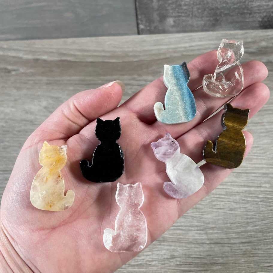 Animal figurine flat cat crystal carving wholesale lot