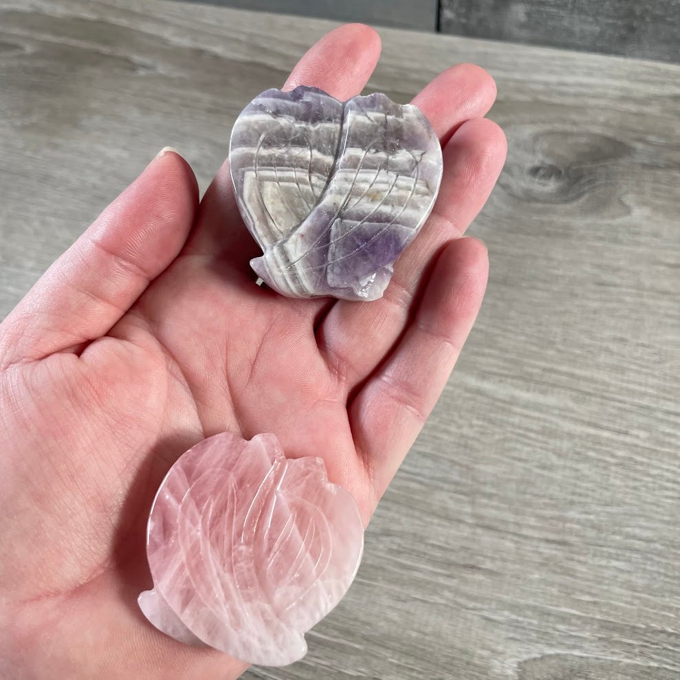 Assorted natural stone angel wings for crystal shops and boutiques