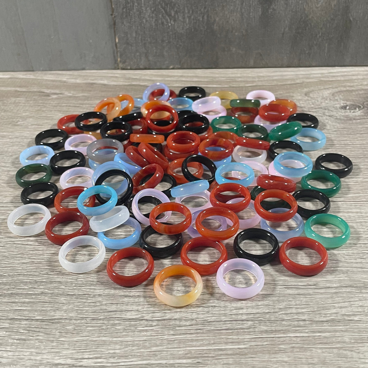 Assorted gemstone ring set of 100 for boutiques and crystal shops