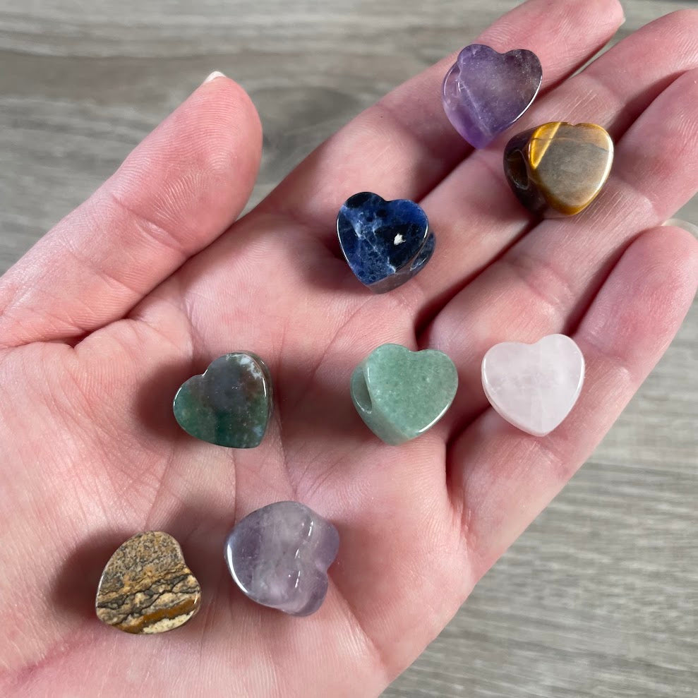 Wholesale assorted 14mm gemstone heart bead with large hole for jewelry making