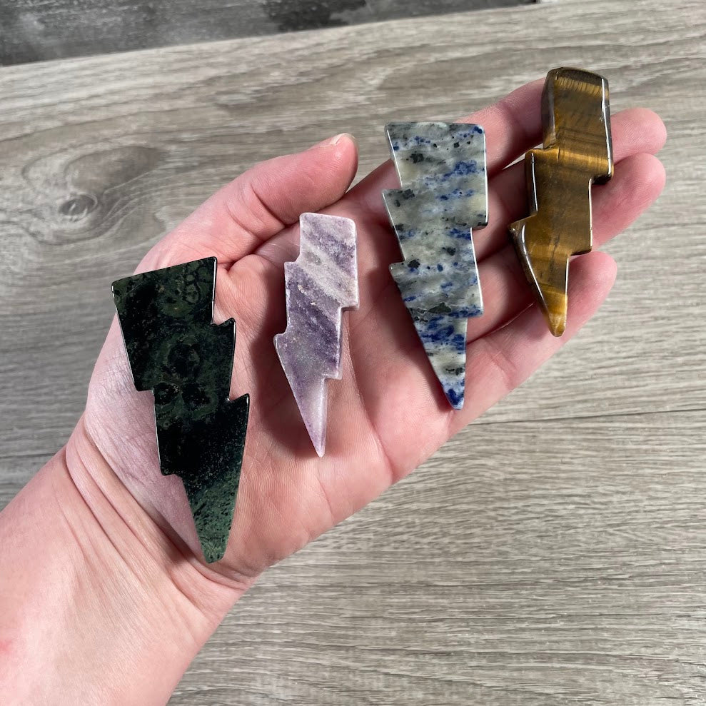Assorted gemstone lightning bolt carvings wholesale crystal gifts