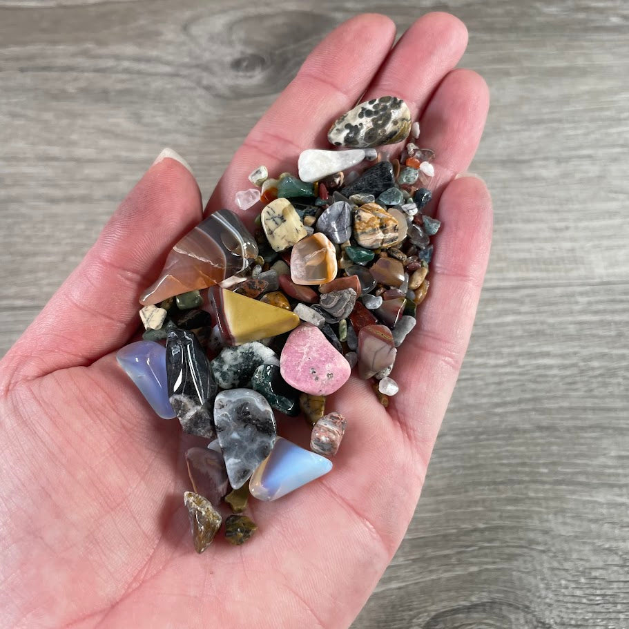 Assorted gemstone chip bags bulk