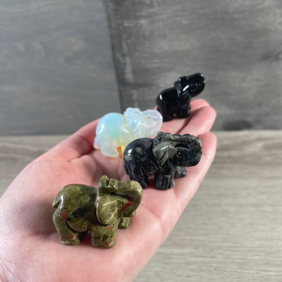 Wholesale assorted gemstone elephant figurine carved from polished stone for crystal retailers