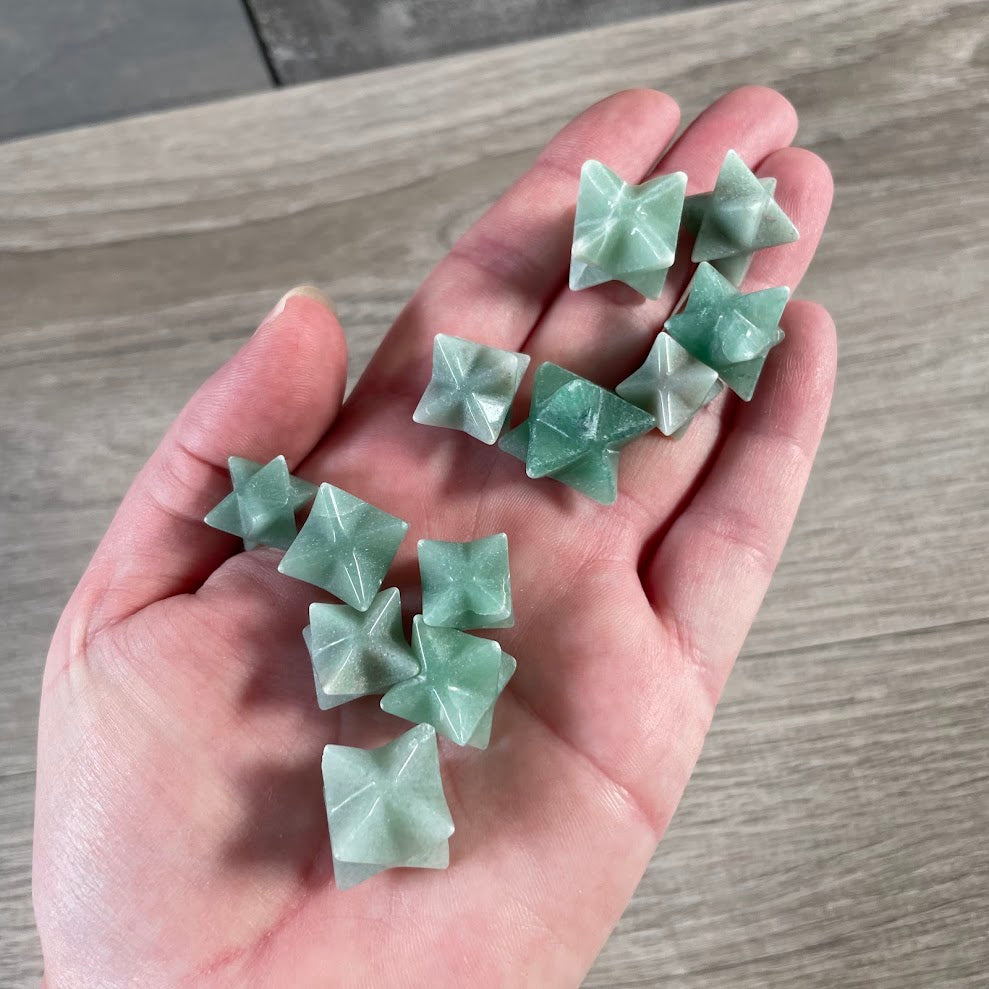 Aventurine Brazilian natural stone Merkaba crystals in assorted gemstone colors for metaphysical and crystal retailers