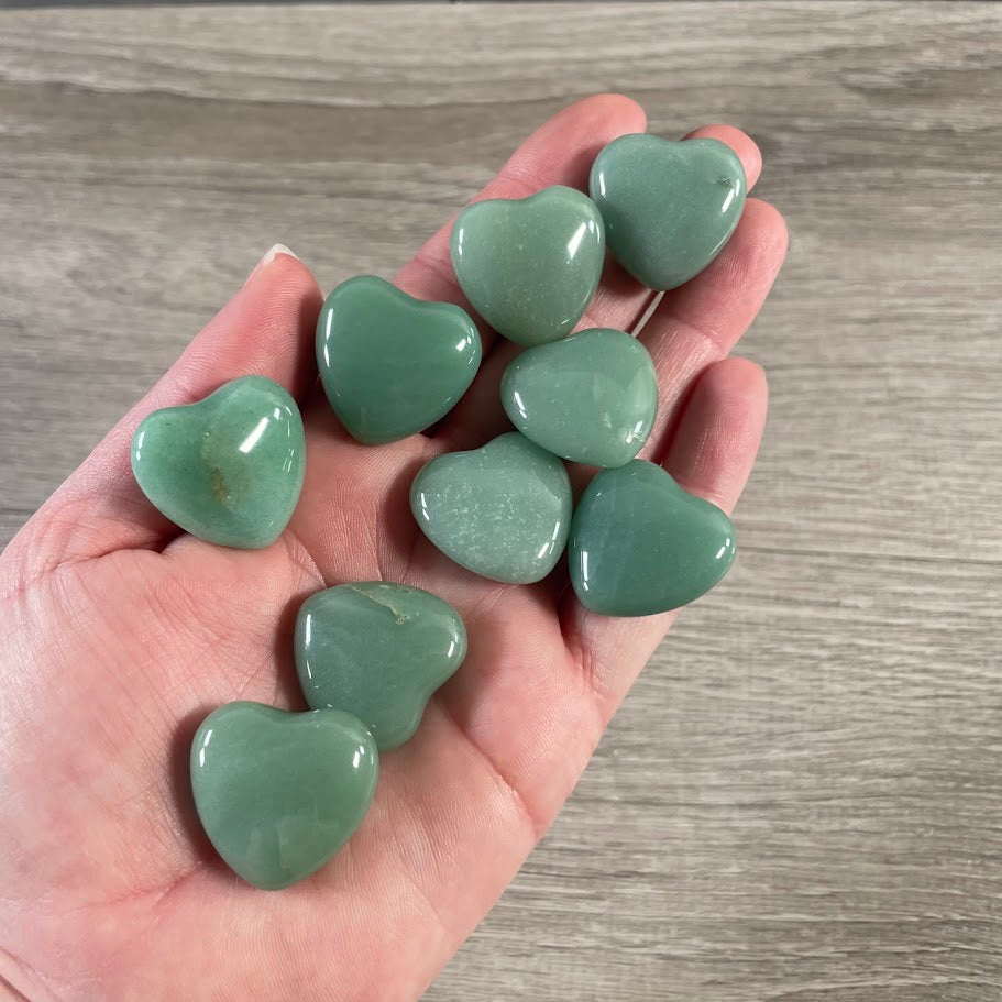 Small natural aventurine crystal heart polished 1-inch gemstone carving
