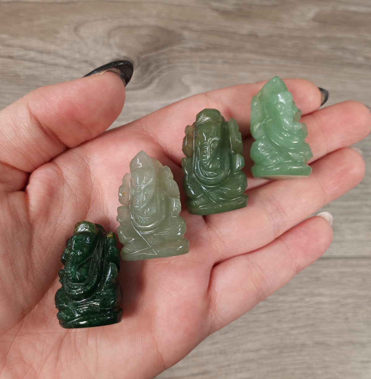 aventurine gemstone Ganesh figurine with natural stone colors 