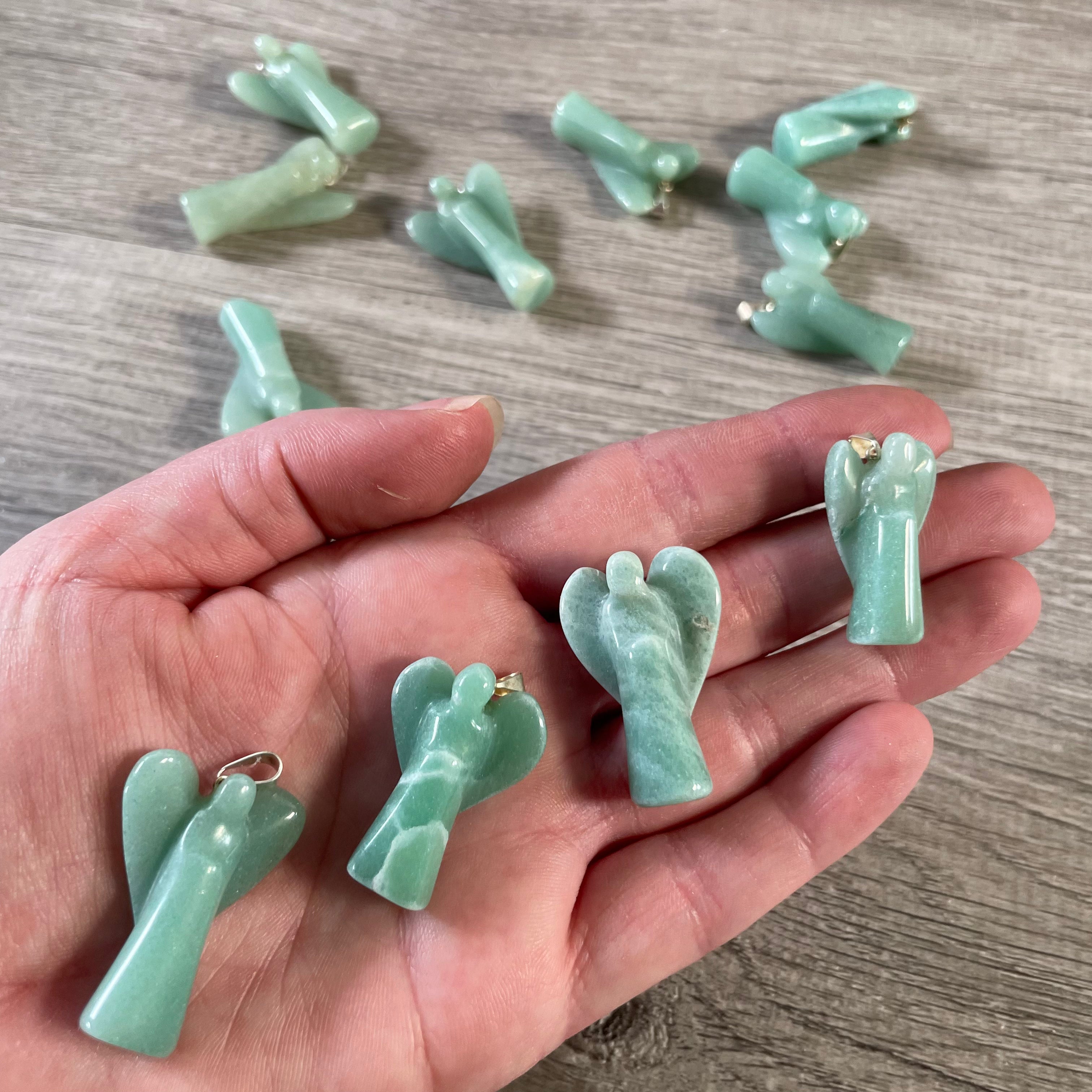 aventurine angel necklace pendant carved crystal wholesale