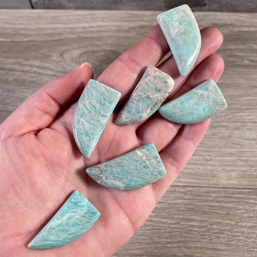 Amazonite natural gemstone claw-shaped carving polished crystal collectible