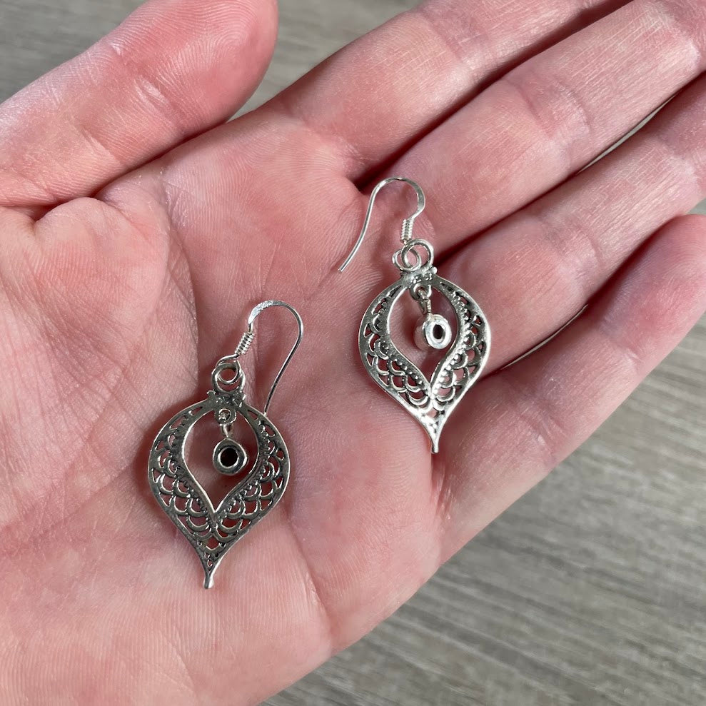 back side sterlng silver dangle earrings