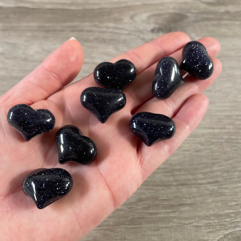 blue goldstone small polished gemstone hearts bulk wholesale