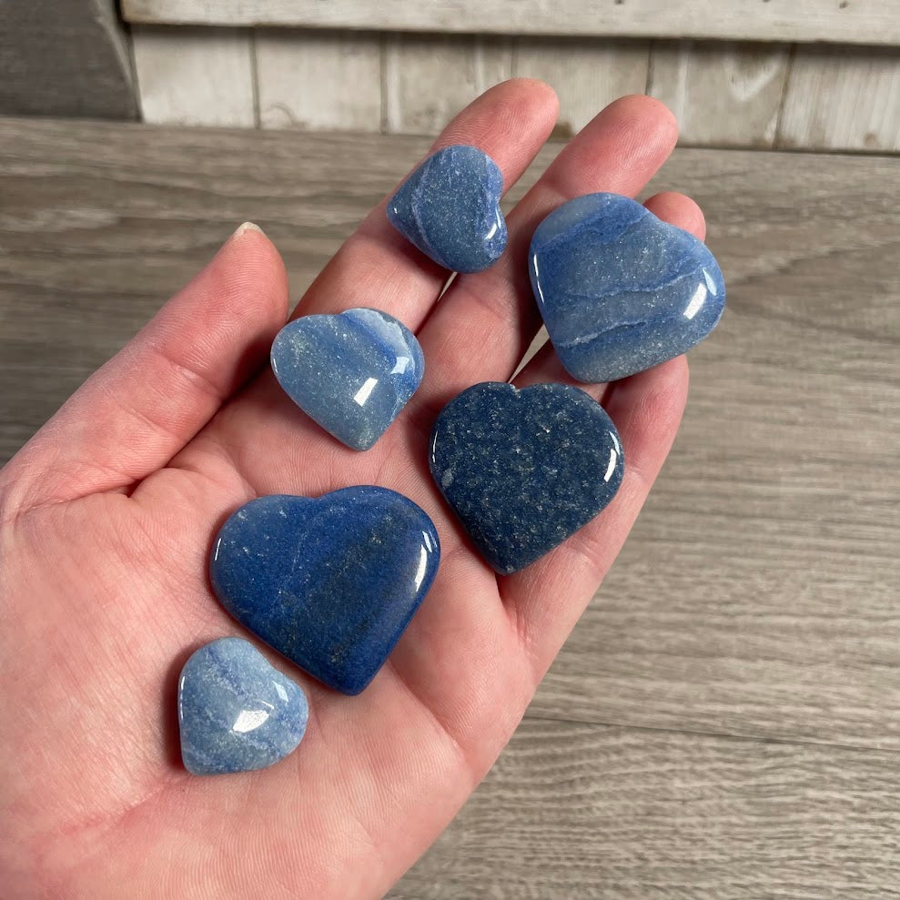 blue quartz natural stone heart carvings from Brazil pocket gemstone hearts wholesale crystals