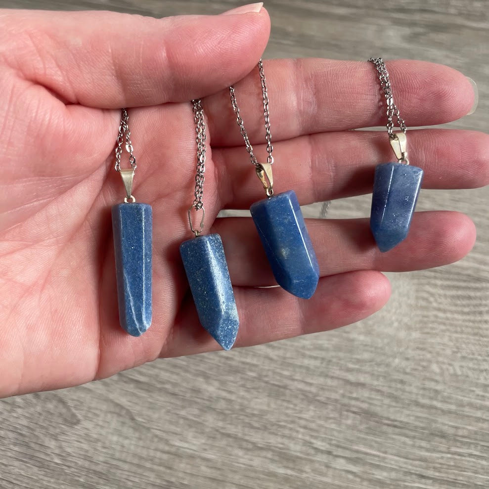Brazilian Healing Crystal Point Necklace – Polished Gemstone Pendant on Stainless Steel Chain