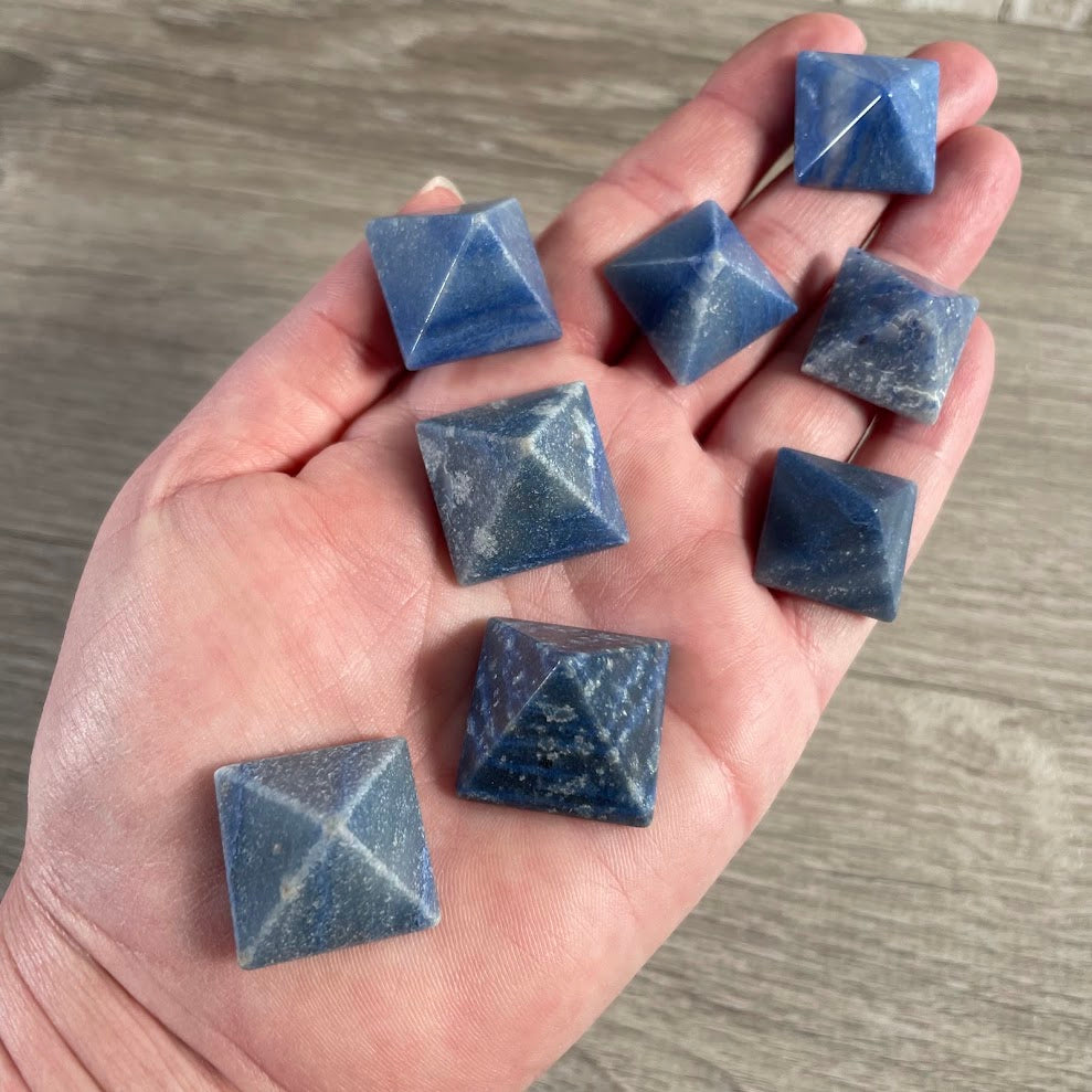 blue quartz handmade gemstone pyramids spiritual shop supply