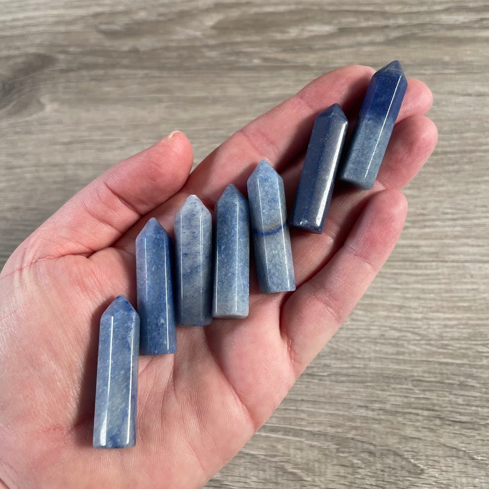 Natural blue quartz stone obelisk points wholesale metaphysical supply