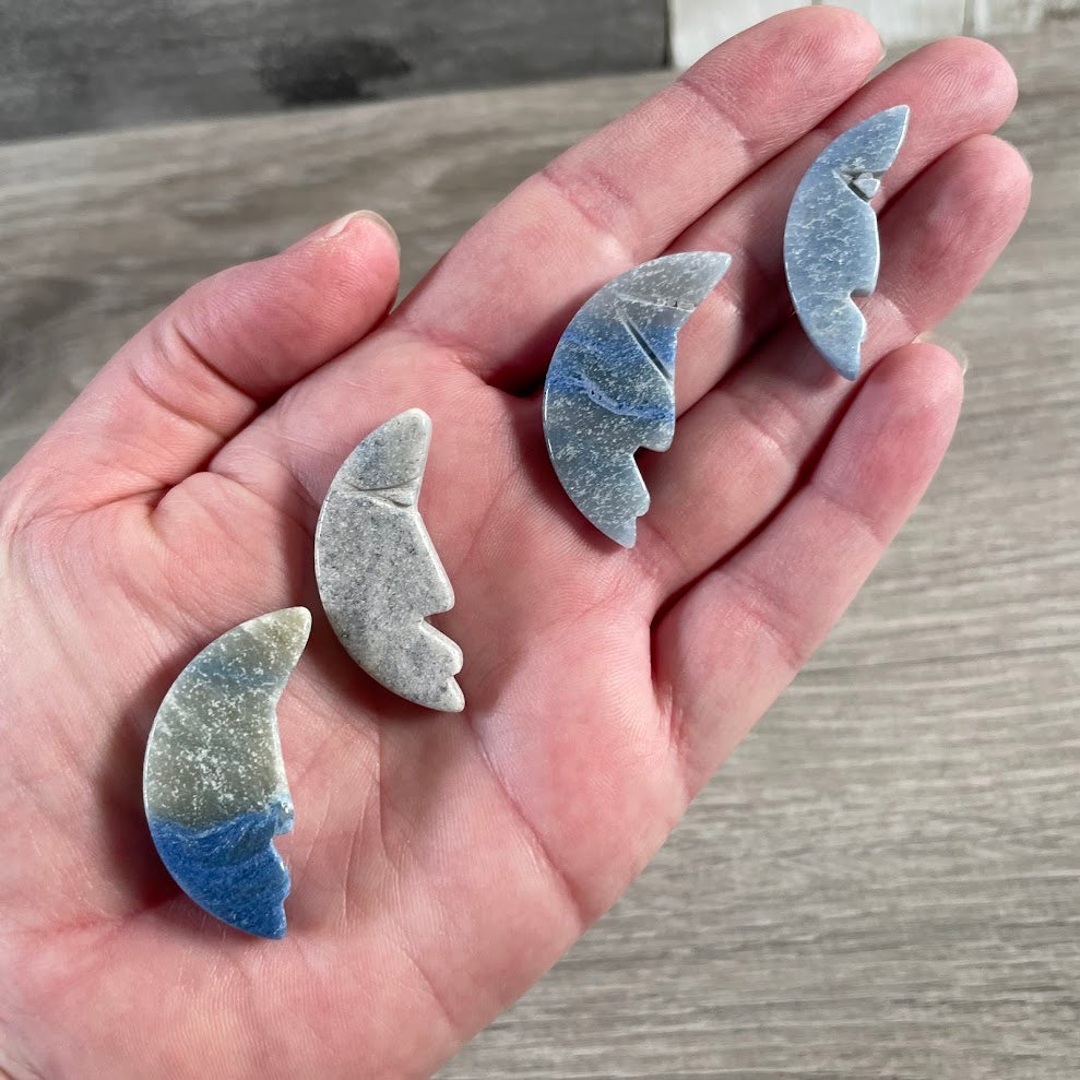 Man in the Moon Gemstone Face – Brazilian Hand Carved Crystal Moon Decor