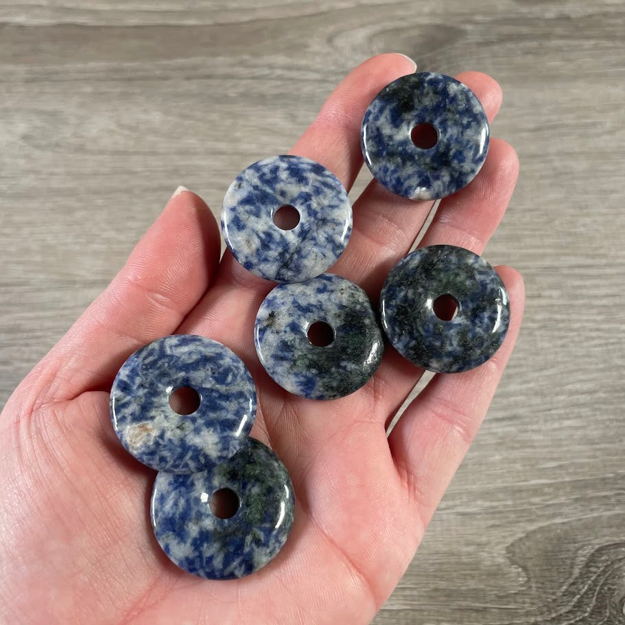 blue spot round pi stone donut gemstone charm
