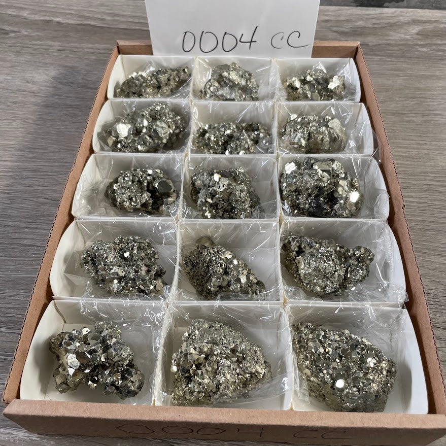 Bulk pyrite mineral specimens with unique natural crystal formations